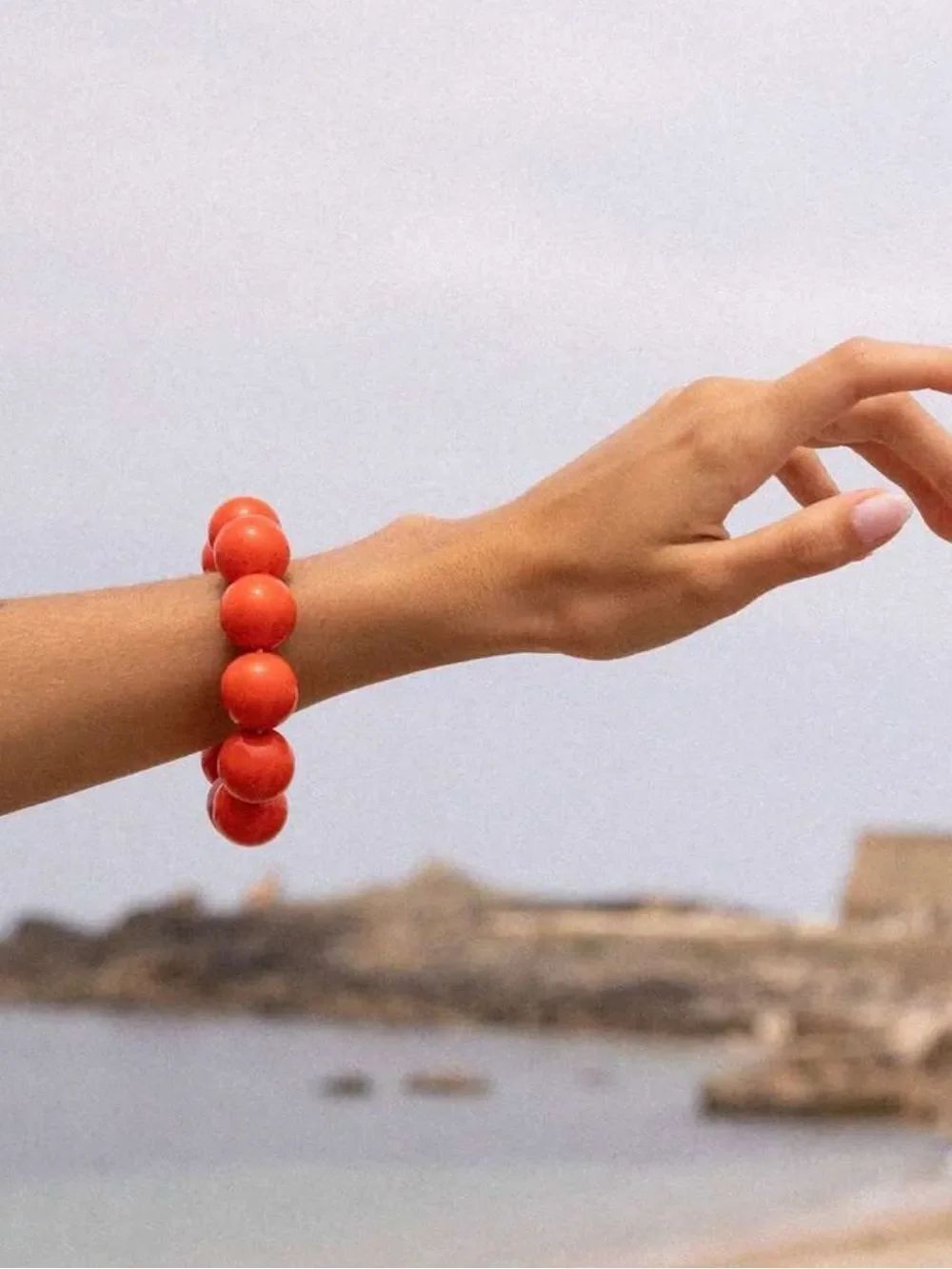 Boho Orange Beaded Bracelet N2321